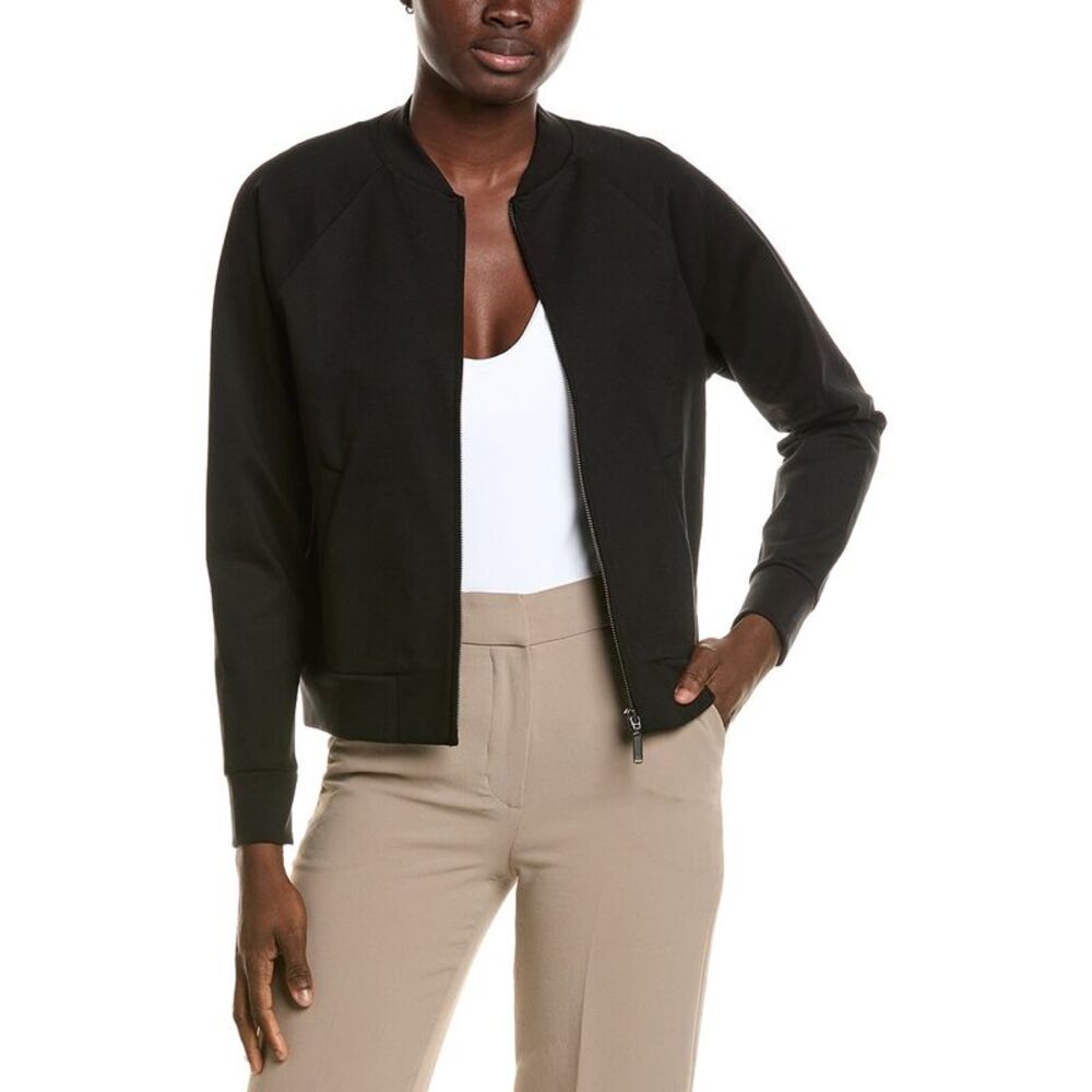 Eileen Fisher Womens Petite Stand Collar Jacket, Black